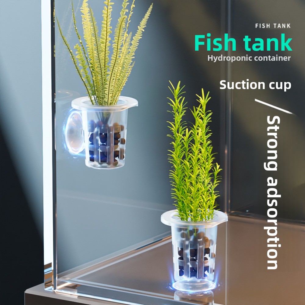 Aquarium Fish Hideout - 10Pcs Transparent Plant Hydroponic Pot Plastic