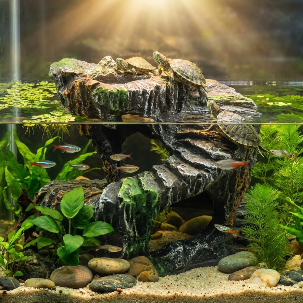 Aquarium Fish Cave - Resin Turtle Basking Platform Non-Toxic Sturdy