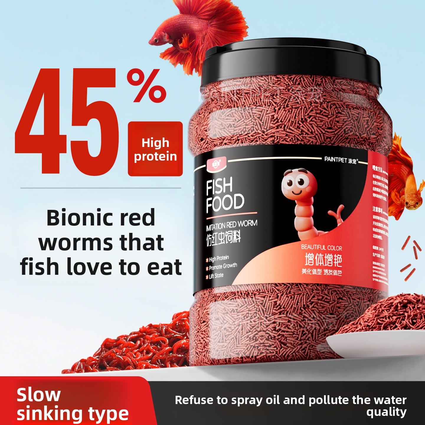 Aquarium Fish Eggs - PAINTPET Bio-Mimetic Bloodworm Fish Food, Slow