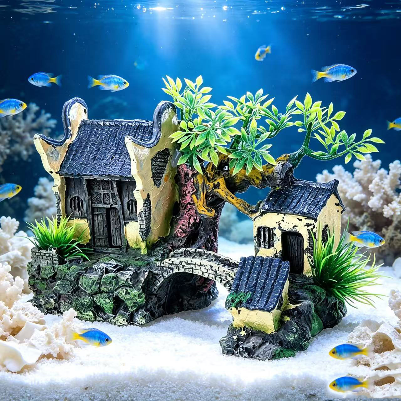 Fish Tank Artificial Landscape - Aquarium Fish Bridge recension och pris