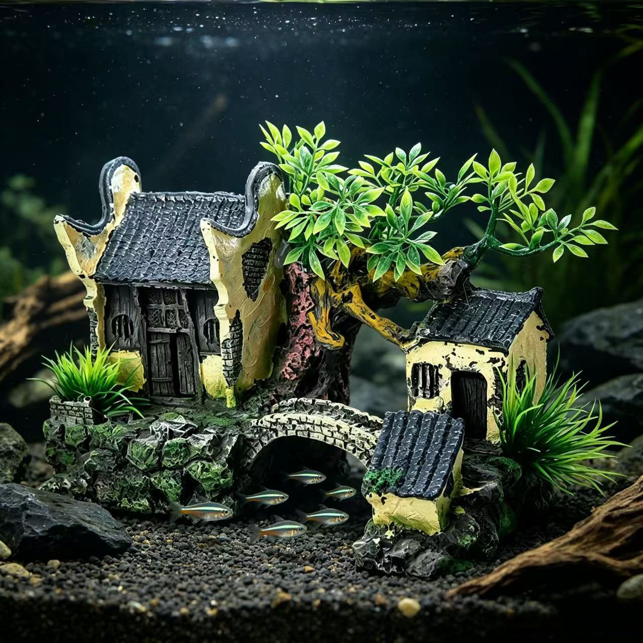 Fish Tank Artificial Landscape - Aquarium Fish Bridge recension och pris